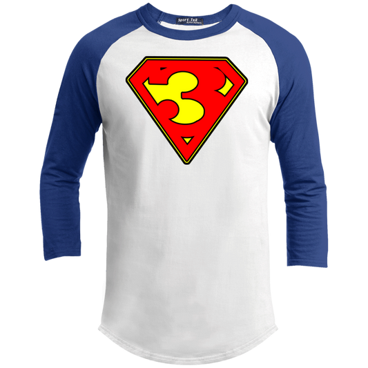 The GHOATS Custom Design. #38 Super 3. APA League. Youth 3/4 Raglan Sleeve Shirt