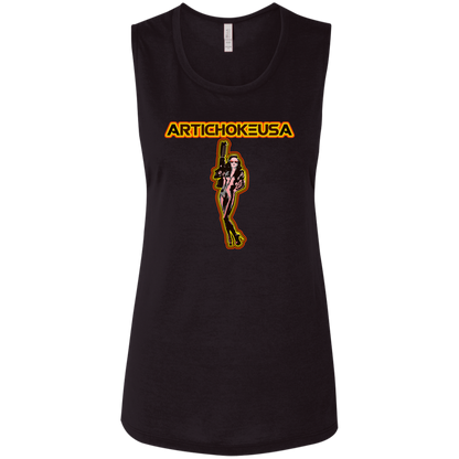 ArtichokeUSA Character and Font design. Let's Create Your Own Team Design Today. Mary Boom Boom. Ladies' Flowy Muscle Tank