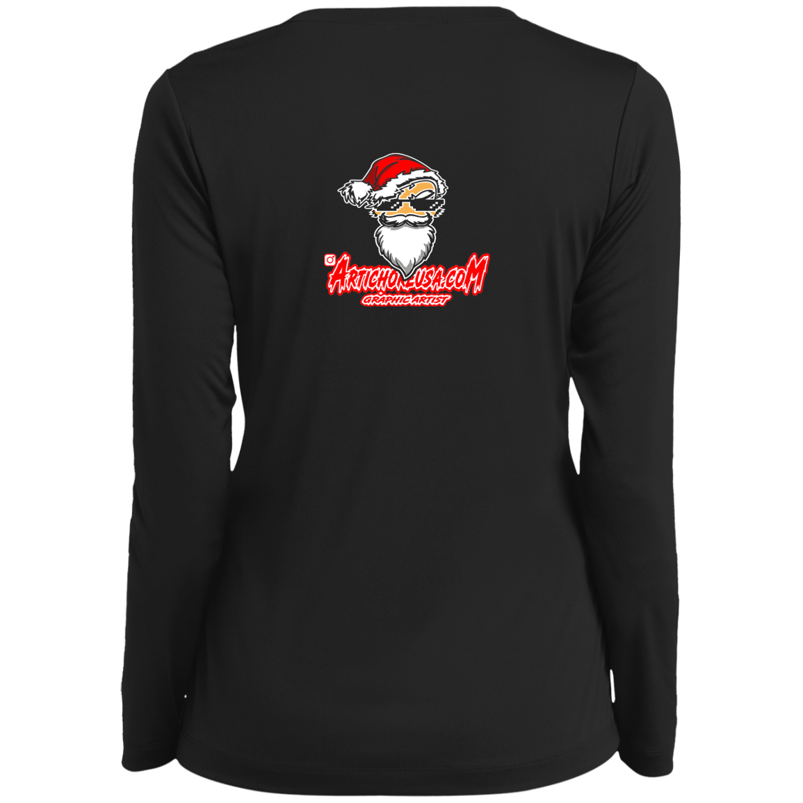 ArtichokeUSA Custom Design. Merry Kiss My Ass. Ladies’ Long Sleeve Performance V-Neck Tee