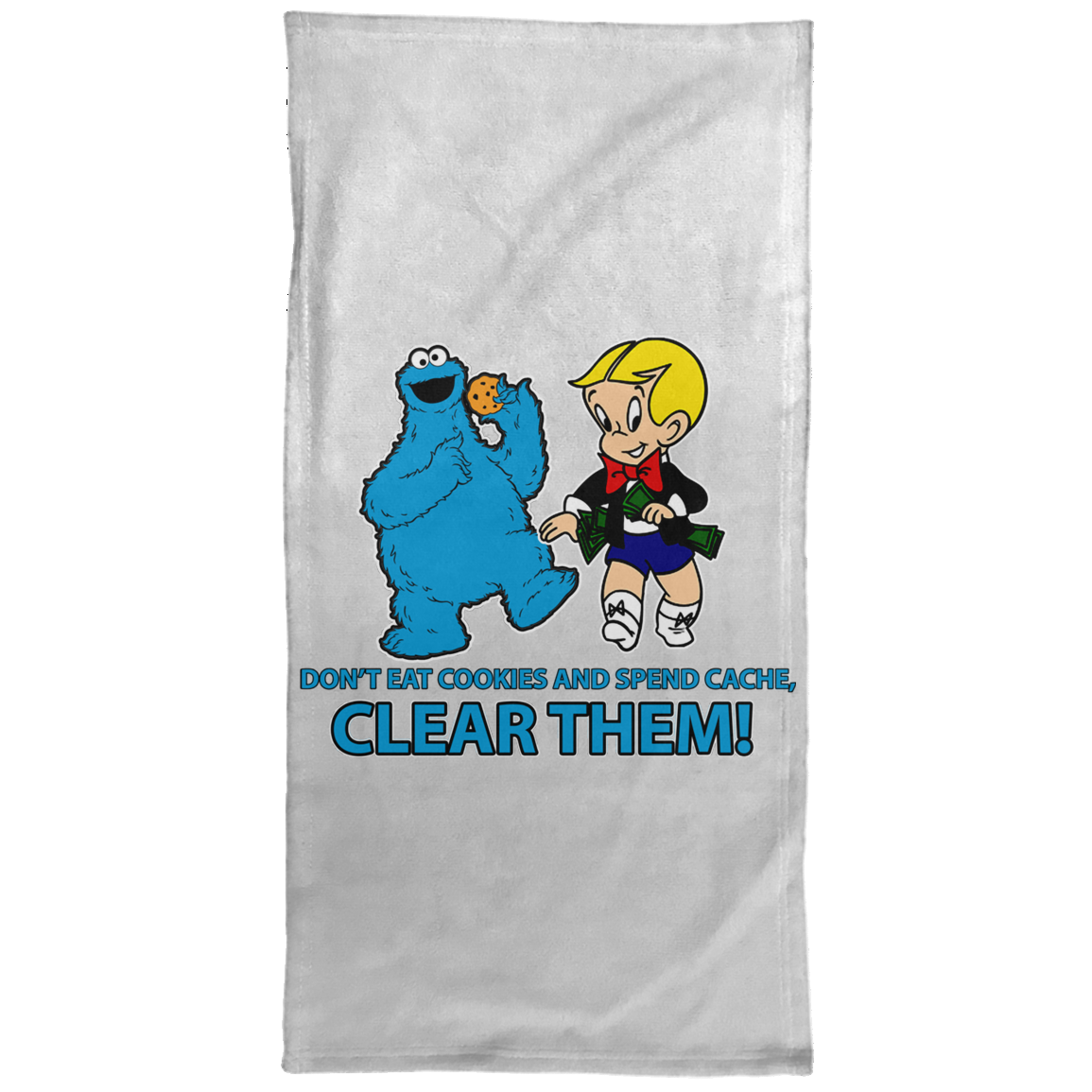 ArtichokeUSA Custom Design. Don't Eat Cookies And Spend Cache! Delete Them! Cookie Monster and Richie Rich Fan Art/Parody. Towel - 15x30