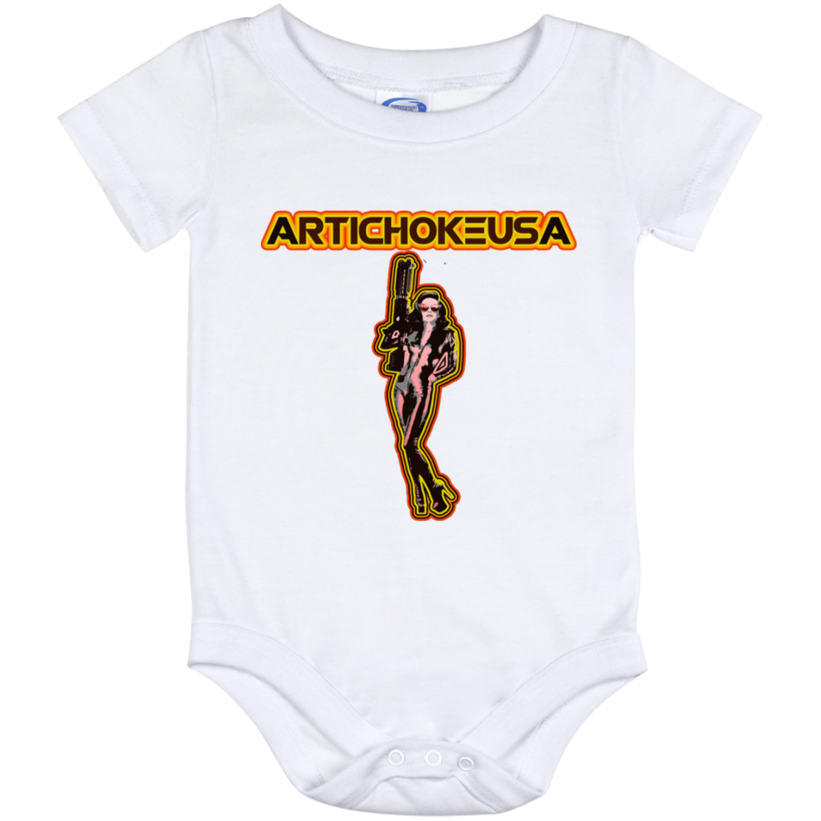 ArtichokeUSA Character and Font design. Let's Create Your Own Team Design Today. Mary Boom Boom. Baby Onesie 12 Month
