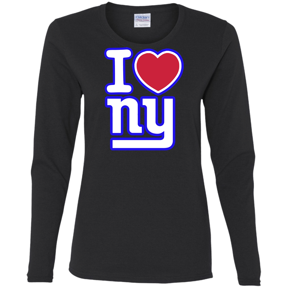 ArtichokeUSA Custom Design. I heart New York Giants. NY Giants Football Fan Art. Ladies' Cotton LS T-Shirt