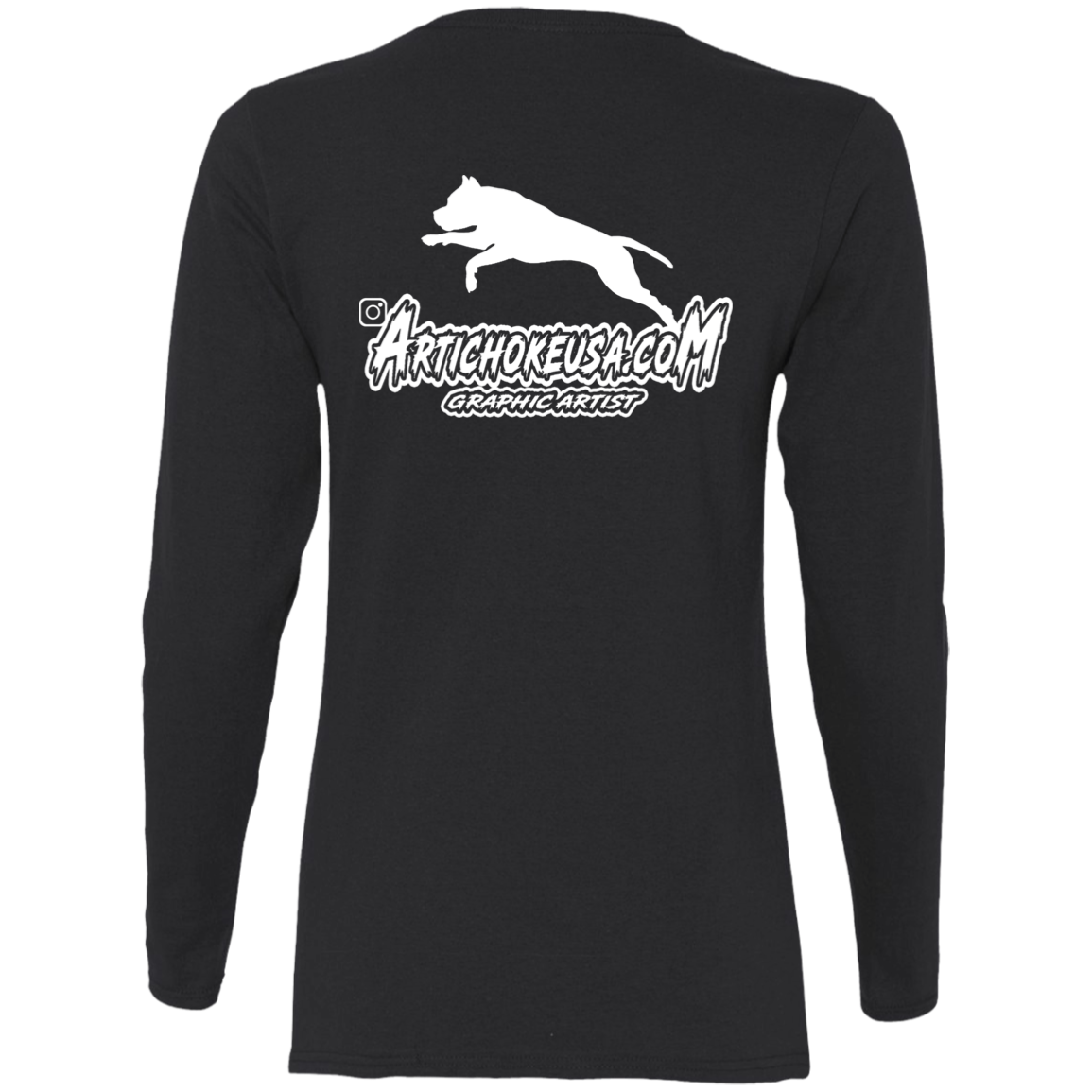 ArtichokeUSA Custom Design. Ruffing the Passer. Pitbull Edition. Male Version. Ladies' Cotton LS T-Shirt