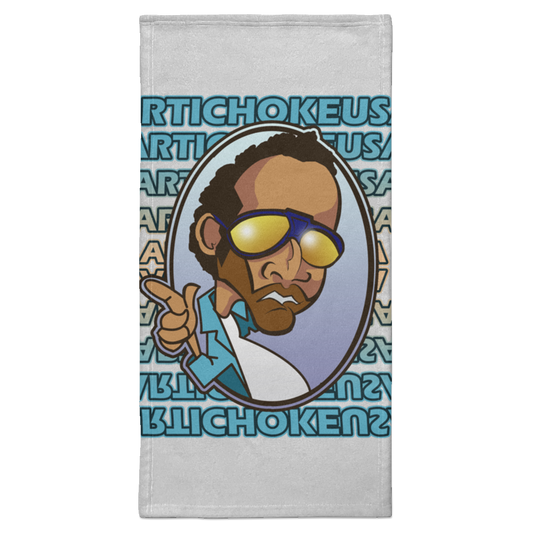 ArtichokeUSA Character and Font design. Let's Create Your Own Team Design Today. My first client Charles. Towel - 15x30