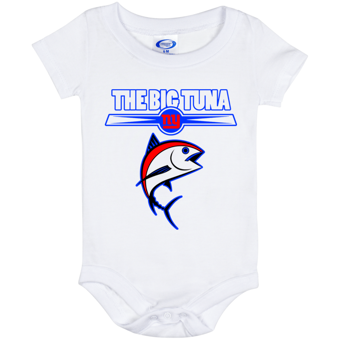 ArtichokeUSA Custom Design. The Big Tuna. Bill Parcell Tribute. NY Giants Fan Art. Baby Onesie 6 Month