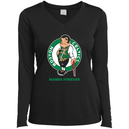 ArtichokeUSA Custom Design. RIP Kobe. Mamba Forever. Celtics / Lakers Fan Art Tribute. Ladies’ Long Sleeve Performance V-Neck Tee
