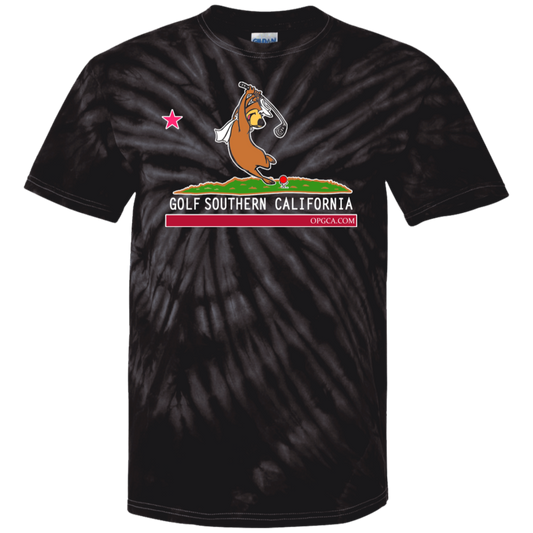 OPG Custom Design #15. Golf Southern California with Yogi Bear Fan Art. 100% Cotton Tie Dye T-Shirt