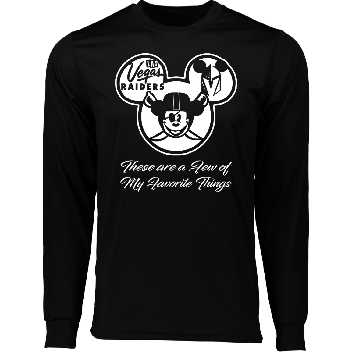 ArtichokeUSA Custom Design. Las Vegas Raiders & Mickey Mouse Mash Up. Fan Art. Parody. Long Sleeve Moisture-Wicking Tee