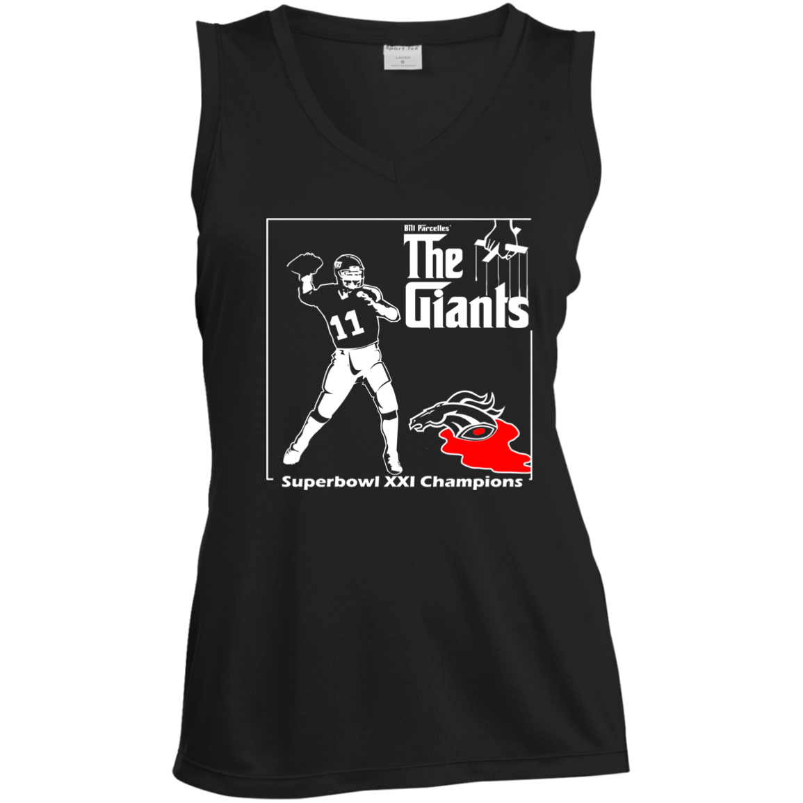 ArtichokeUSA Custom Design. Godfather Simms. NY Giants Superbowl XXI Champions. Ladies' Sleeveless V-Neck