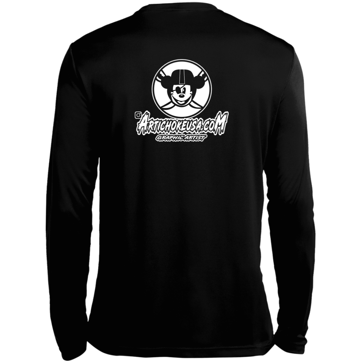 ArtichokeUSA Custom Design. Las Vegas Raiders & Mickey Mouse Mash Up. Fan Art. Parody. Long Sleeve Moisture-Wicking Tee