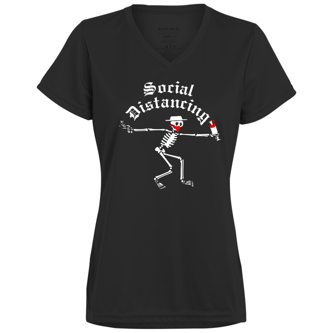 ArtichokeUSA Custom Design. Social Distancing. Social Distortion Parody. Ladies’ Moisture-Wicking V-Neck Tee