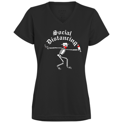 ArtichokeUSA Custom Design. Social Distancing. Social Distortion Parody. Ladies’ Moisture-Wicking V-Neck Tee