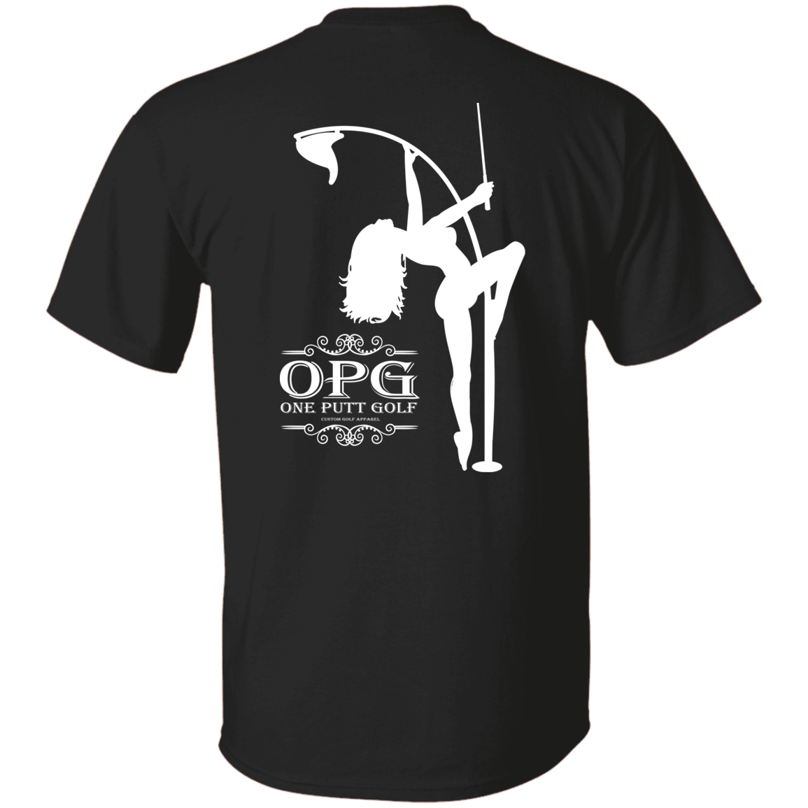 OPG Custom Design #10. Lady on Front / Flag Pole Dancer On Back. Youth 100% Cotton T-Shirt