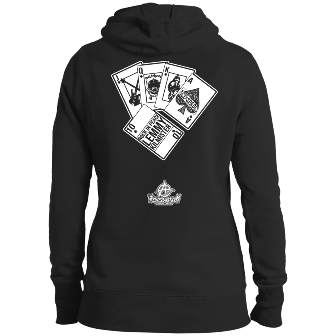 ArtichokeUSA Custom Design. Motorhead's Lemmy Kilmister's Favorite Video Poker Machine. Rock in Peace! Ladies' Pullover Hooded Sweatshirt