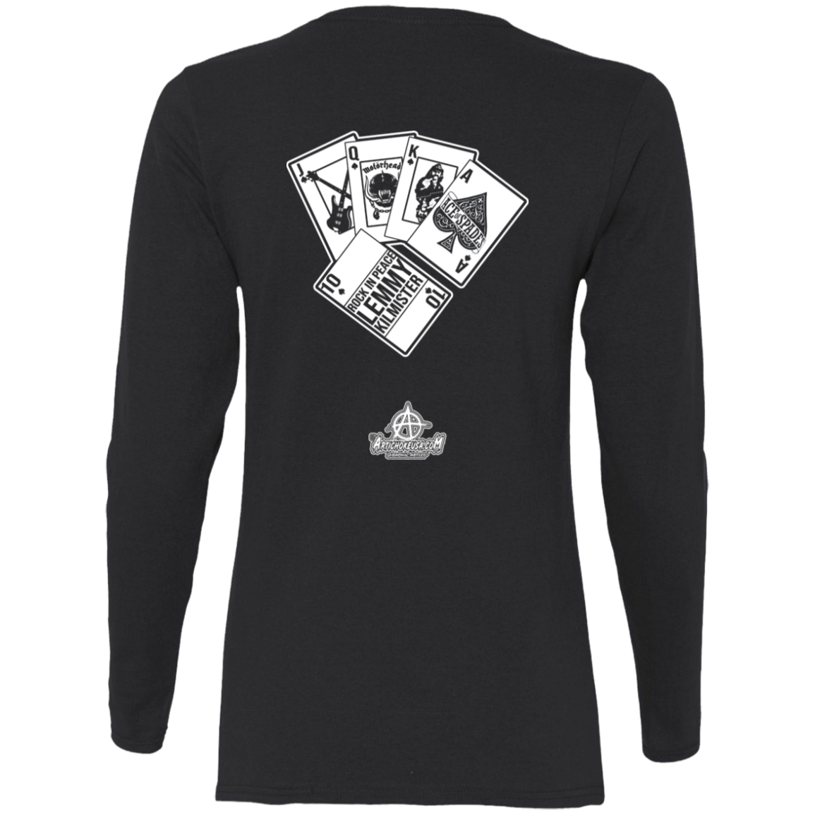 ArtichokeUSA Custom Design. Motorhead's Lemmy Kilmister's Favorite Video Poker Machine. Rock in Peace! Ladies' Cotton LS T-Shirt