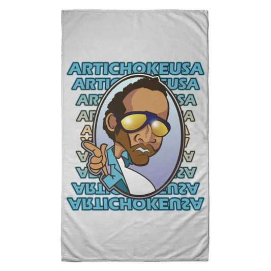 ArtichokeUSA Character and Font design. Let's Create Your Own Team Design Today. My first client Charles. Towel - 35x60