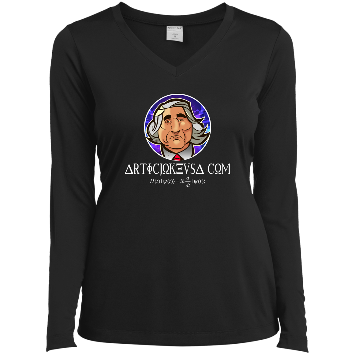 ArtichokeUSA Custom Design. Michio Kaku Fan Art. Ladies’ Long Sleeve Performance V-Neck Tee
