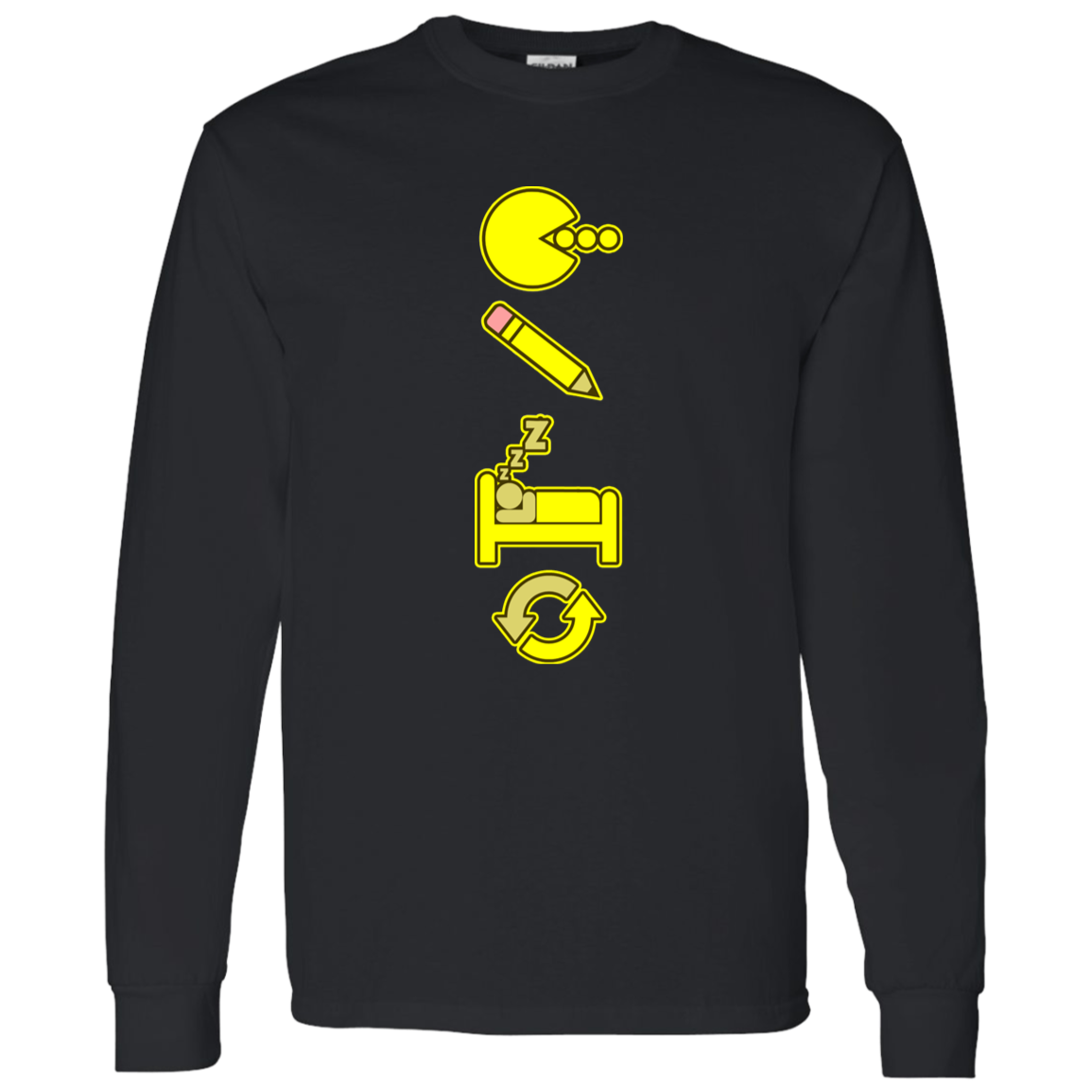 Artichoke Custom Design. Eat. Draw. Sleep. Repeat. 100 % Cotton LS T-Shirt
