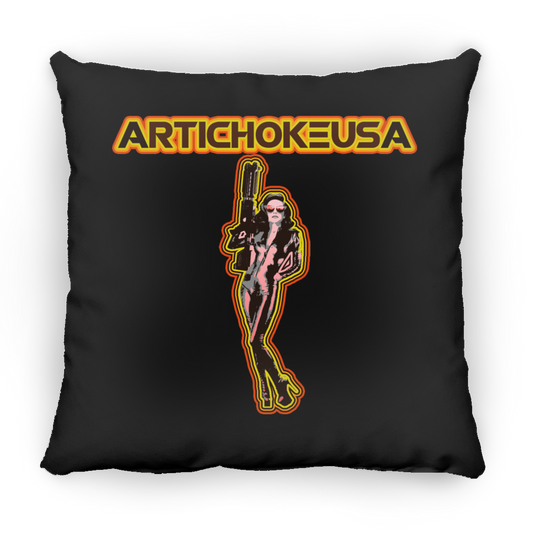ArtichokeUSA Character and Font design. Let's Create Your Own Team Design Today. Mary Boom Boom. Large Square Pillow