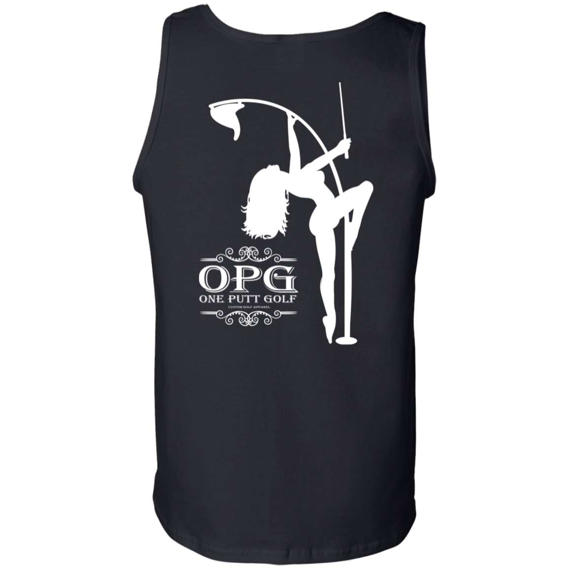 OPG Custom Design #10. Lady on Front / Flag Pole Dancer On Back.6 oz.100% Cotton Tank Top