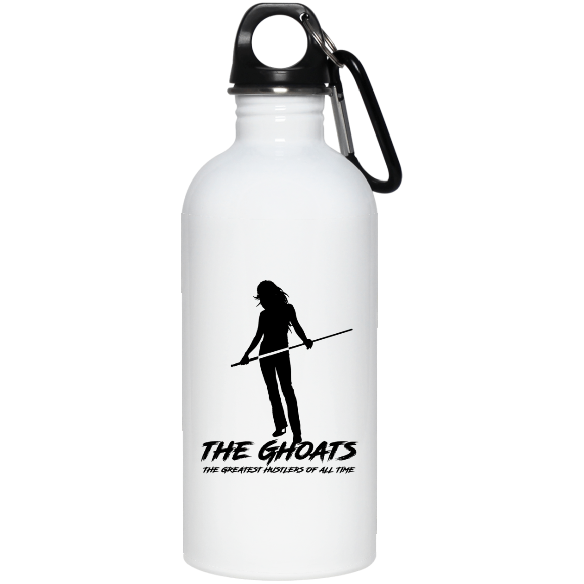 The GHOATS custom design #36. Shark Sighted. Female Pool Shark. Shoot At Your Own Risk. Pool / Billiards. 20 oz. Stainless Steel Water Bottle