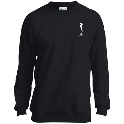 OPG Custom Design #10. Lady on Front / Flag Pole Dancer On Back. Youth Crewneck Sweatshirt