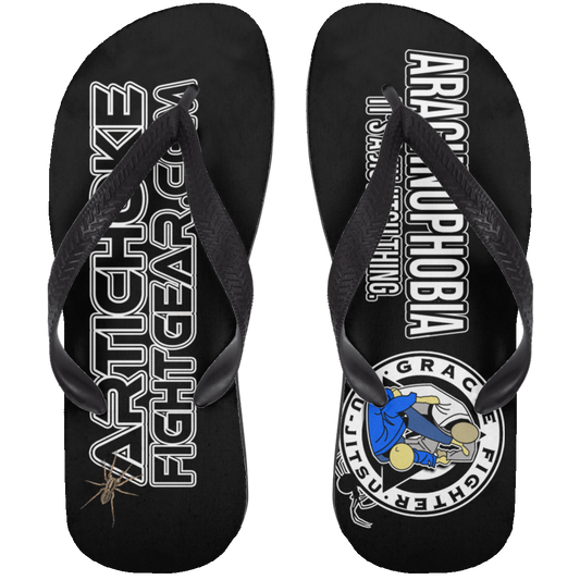 Artichoke Fight Gear Custom Design #1. Arachnophobia: Fear of Spiders. Spider Guard. It's a Jiu Jitsu Thing. Adult Flip Flops
