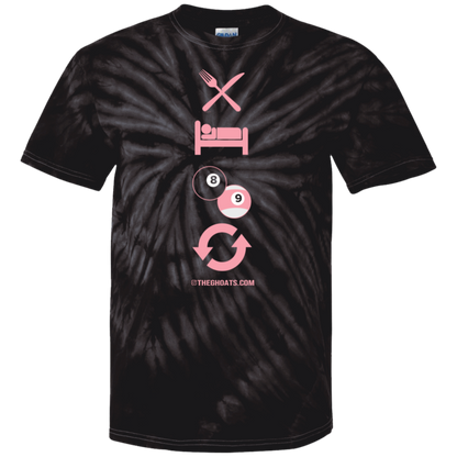 The GHOATS custom design #8. Eat. Sleep. Pool. Repeat. Pool / Billiards. Youth Tie Dye T-Shirt