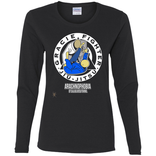 Artichoke Fight Gear Custom Design #1. Arachnophobia: Fear of Spiders. Spider Guard. It's a Jiu Jitsu Thing. Ladies' 100% Pre-Shrunk Cotton Long Sleeve