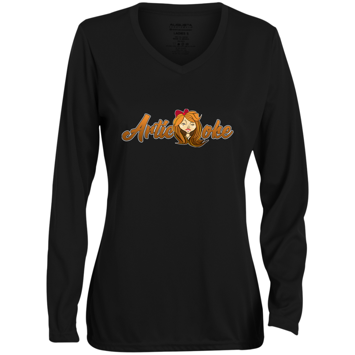 ZZ#21 Characters and Fonts. Aubrey. A show case of my characters and font styles. Ladies' Moisture-Wicking Long Sleeve V-Neck Tee