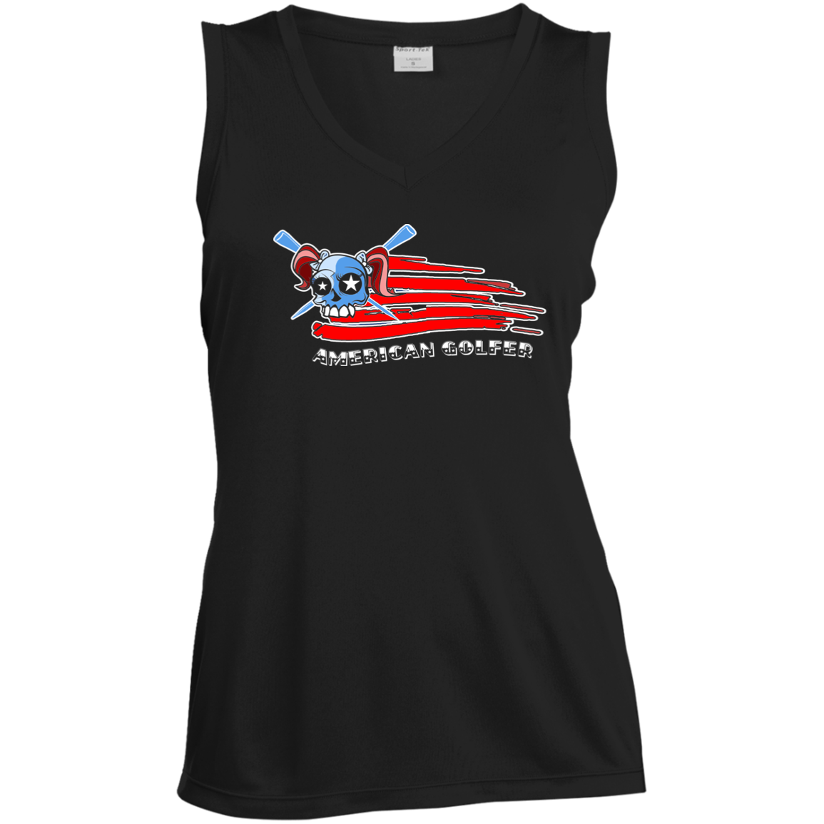 OPG Custom Design #12. American Golfer. Female Edition. Ladies' Sleeveless V-Neck
