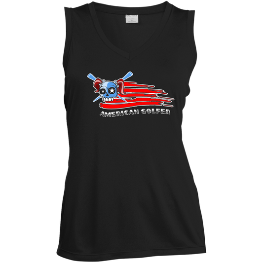 OPG Custom Design #12. American Golfer. Female Edition. Ladies' Sleeveless V-Neck