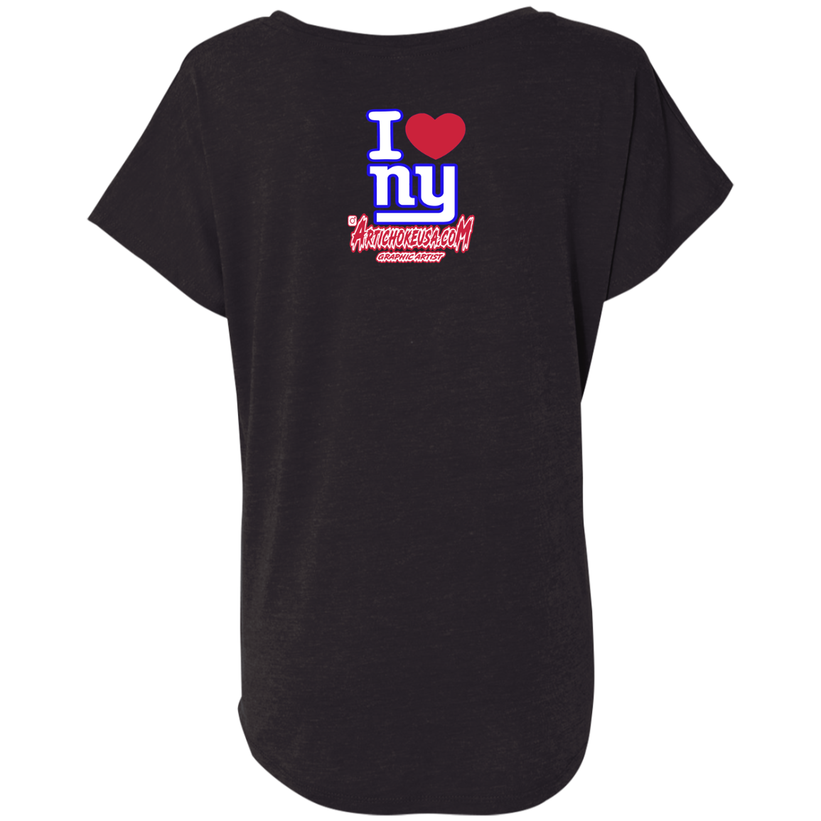 ArtichokeUSA Custom Design. I heart New York Giants. NY Giants Football Fan Art. Ladies' Triblend Dolman Sleeve