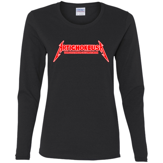 ArtichokeUSA Custom Design. Metallica Style Logo. Let's Make One For Your Project. Ladies' Cotton LS T-Shirt