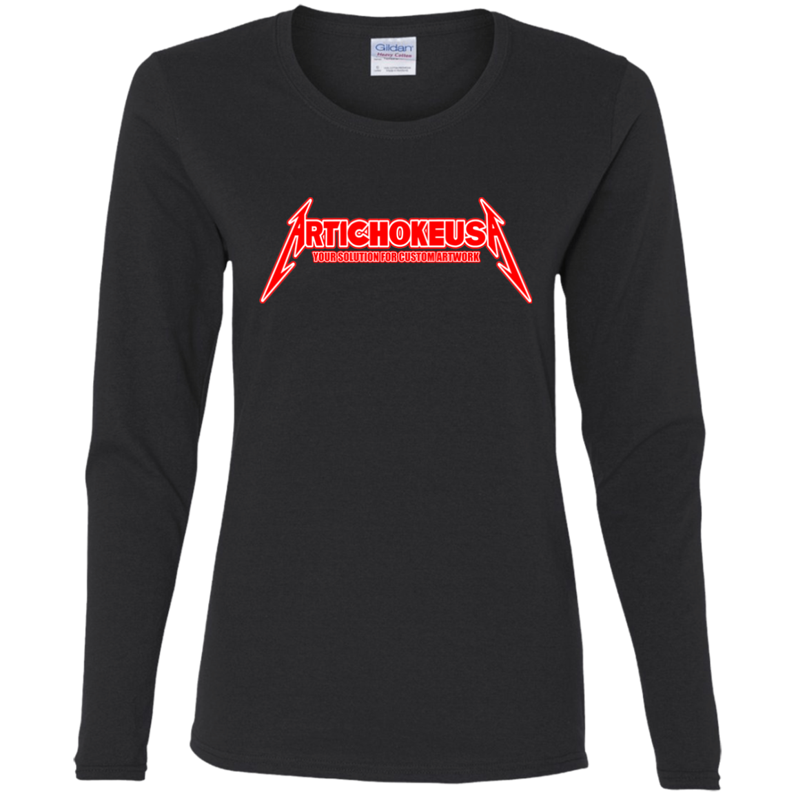 ArtichokeUSA Custom Design. Metallica Style Logo. Let's Make One For Your Project. Ladies' Cotton LS T-Shirt