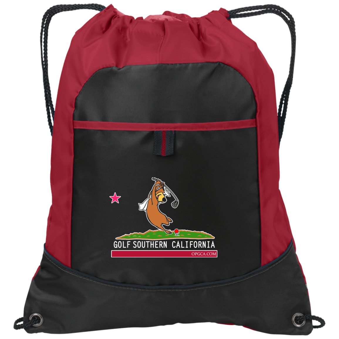 Custom Design #15. Golf Southern California with Yogi Fan Art. Pocket Cinch Pack