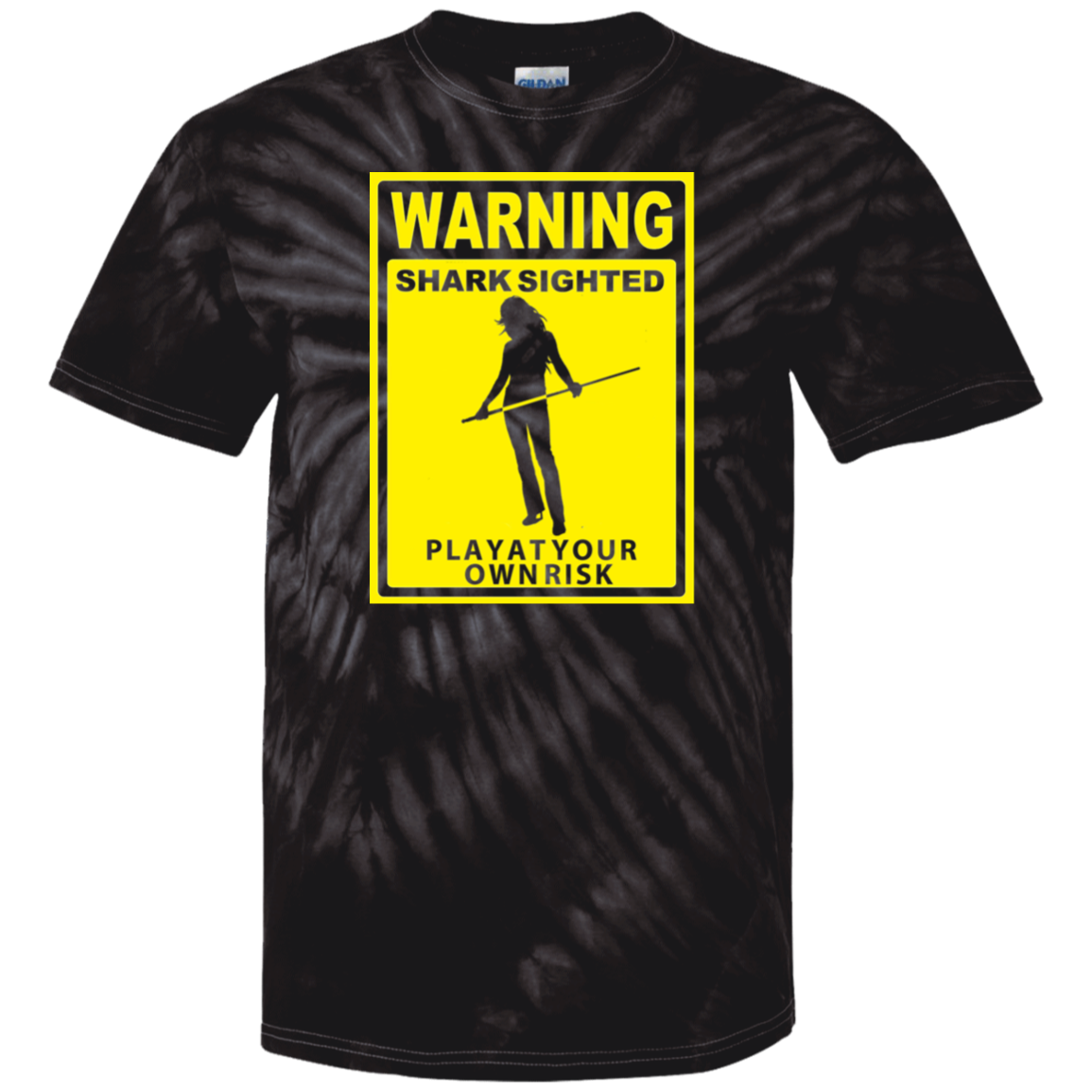 The GHOATS Custom Design. #34 Beware of Sharks. Play at Your Own Risk. (Ladies only version). 100% Cotton Tie Dye T-Shirt