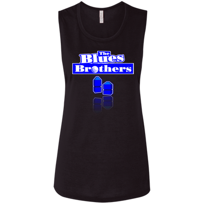 OPG Custom Design #3. Blue Tees Blues Brothers Fan Art. Ladies' Flowy Muscle Tank