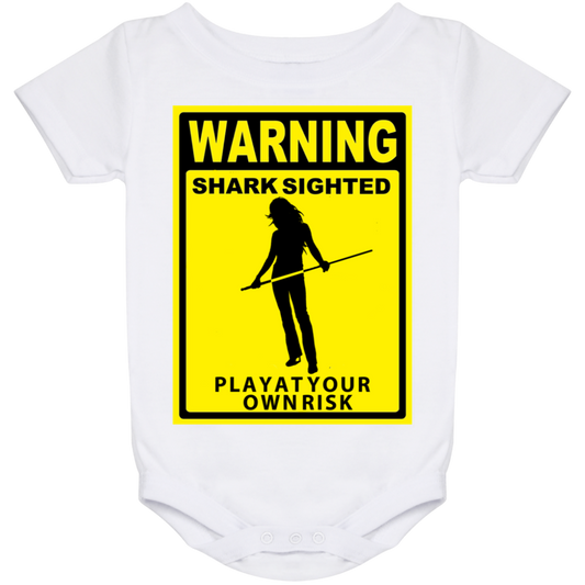 The GHOATS Custom Design. #34 Beware of Sharks. Play at Your Own Risk. (Ladies only version). Baby Onesie 24 Month