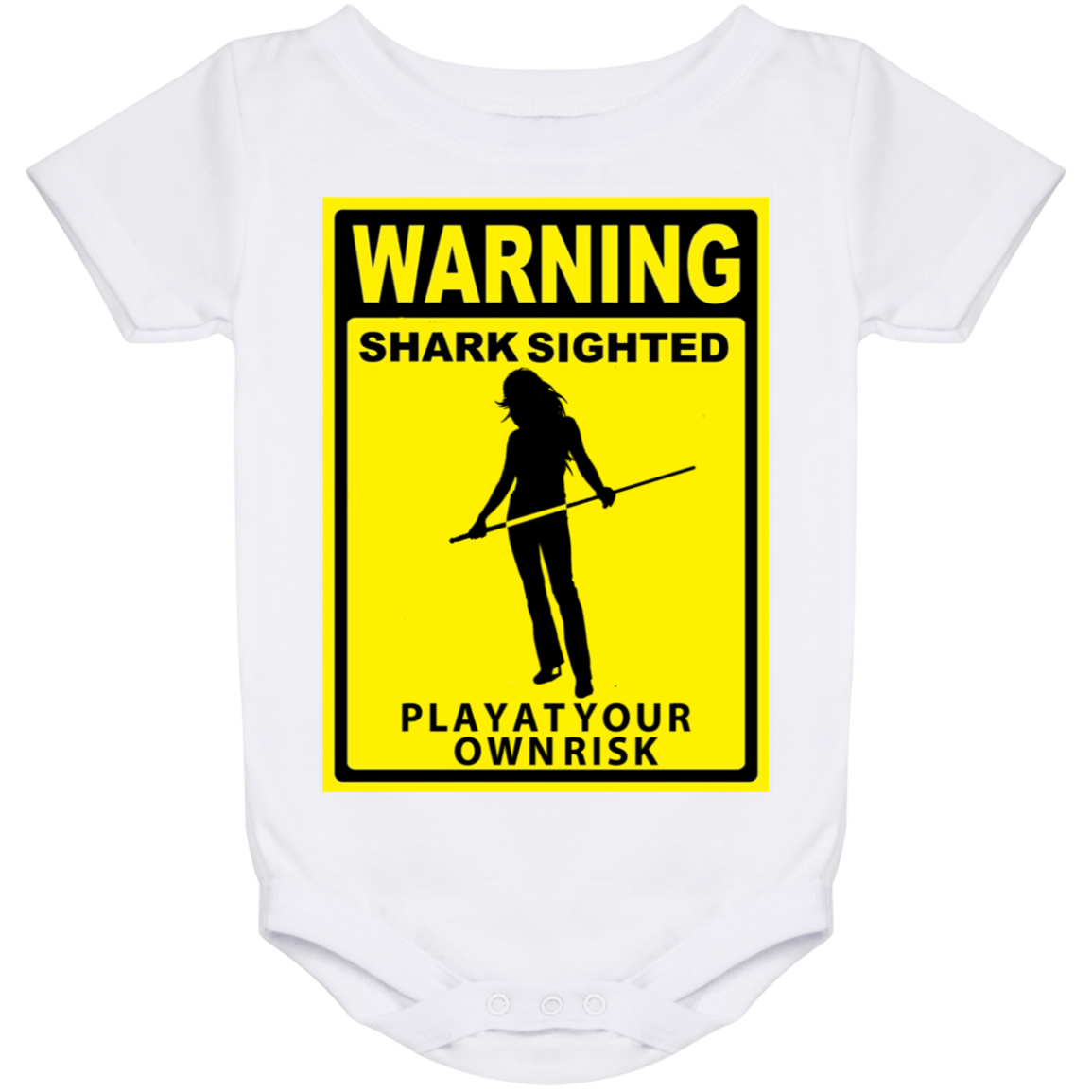 The GHOATS Custom Design. #34 Beware of Sharks. Play at Your Own Risk. (Ladies only version). Baby Onesie 24 Month