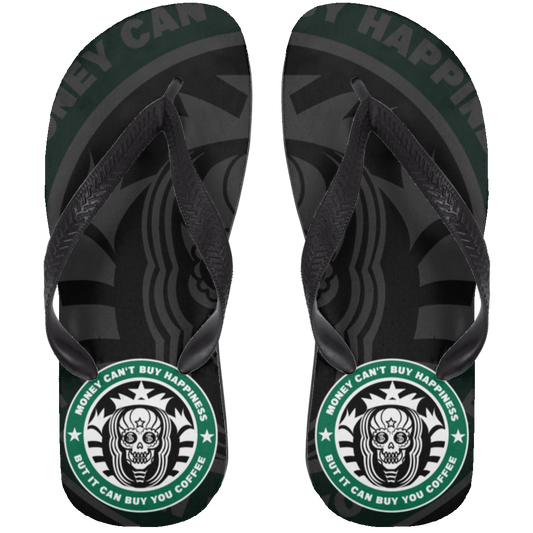 ArtichokeUSA Custom Design. Money Can't Buy Happiness But It Can Buy You Coffee. Adult Flip Flops