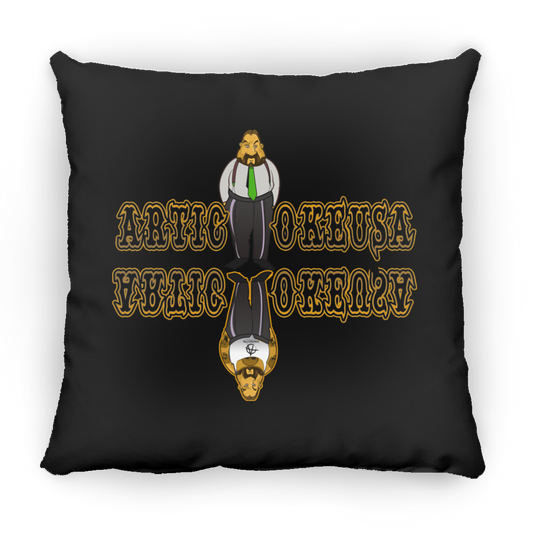 ArtichokeUSA Custom Design. Façade: (Noun) A false appearance that makes someone or something seem more pleasant or better than they really are. Large Square Pillow