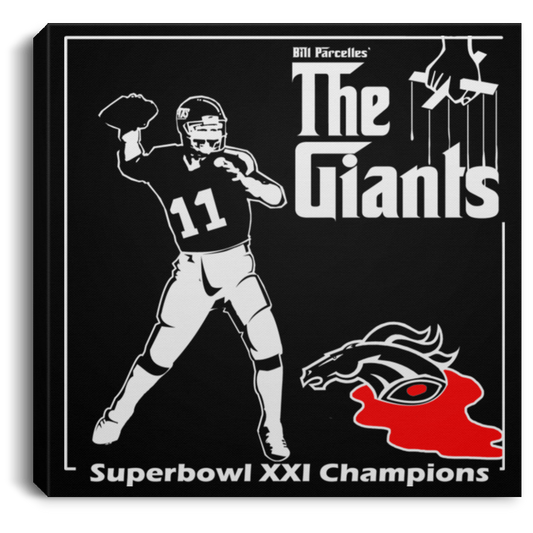 ArtichokeUSA Custom Design. Godfather Simms. NY Giants Superbowl XXI Champions. Fan Art. Square Canvas .75in Frame