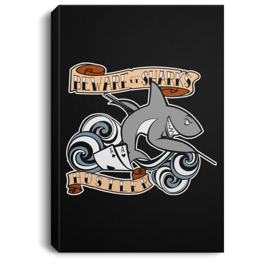 The GHOATS custom design #4. Beware of Sharks. Deisgned for my Dad, the best Pool and Card Shark out there. Let's create something for someone you know. Pool/Billiards. Portrait Canvas .75in Frame