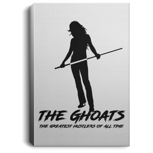 The GHOATS custom design #36. Shark Sighted. Female Pool Shark. Shoot At Your Own Risk. Pool / Billiards. Portrait Canvas .75in Frame