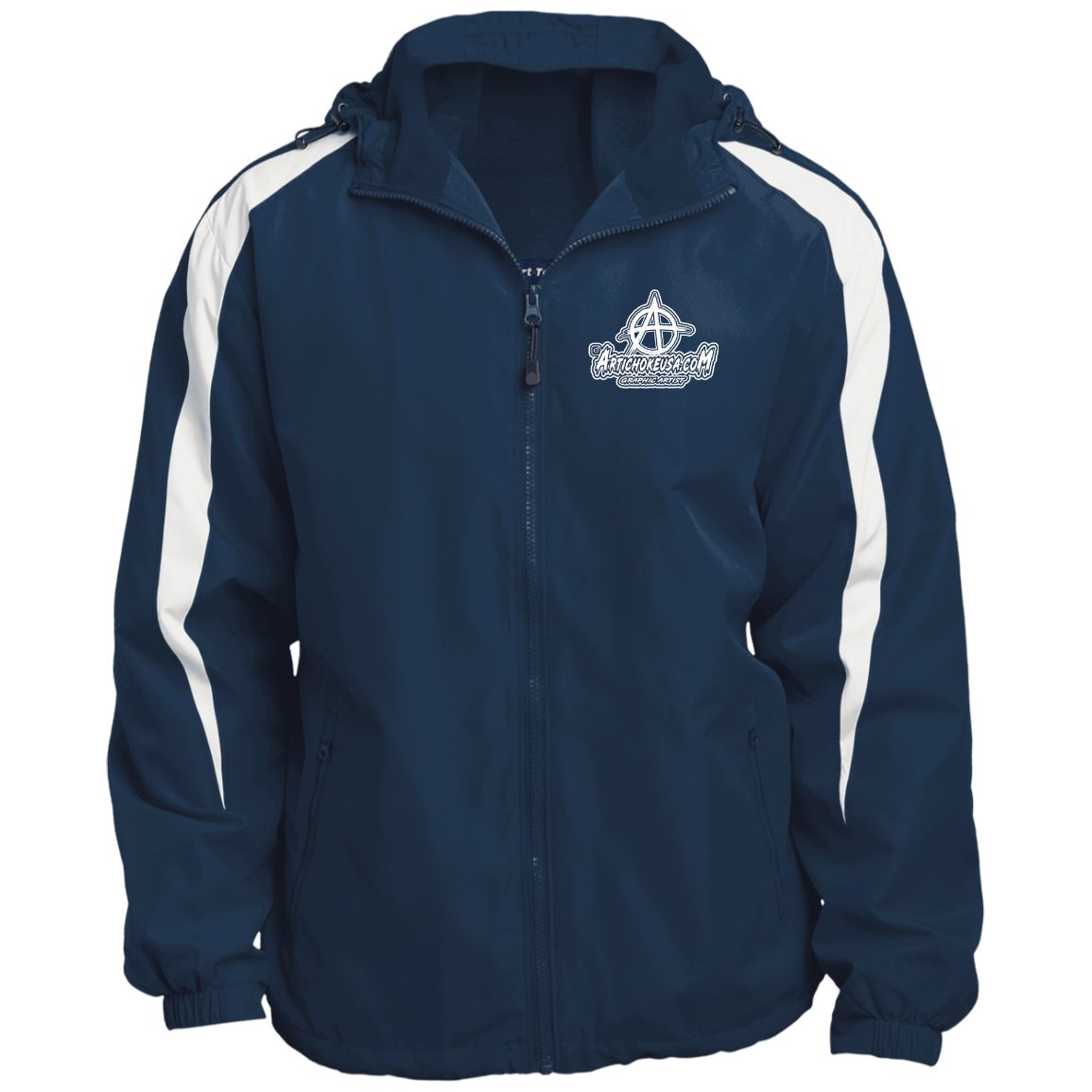 Embroidered Fleece Lined Colorblocked Hooded Jacket