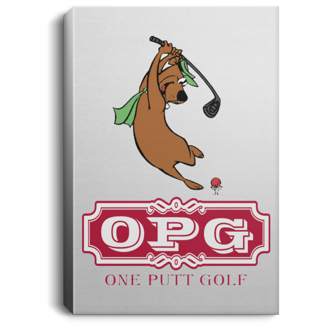 OPG Custom Design #9. Golf Southern California. California State Flag / Yogi Bear Playing Golf Parody. Portrait Canvas .75in Frame