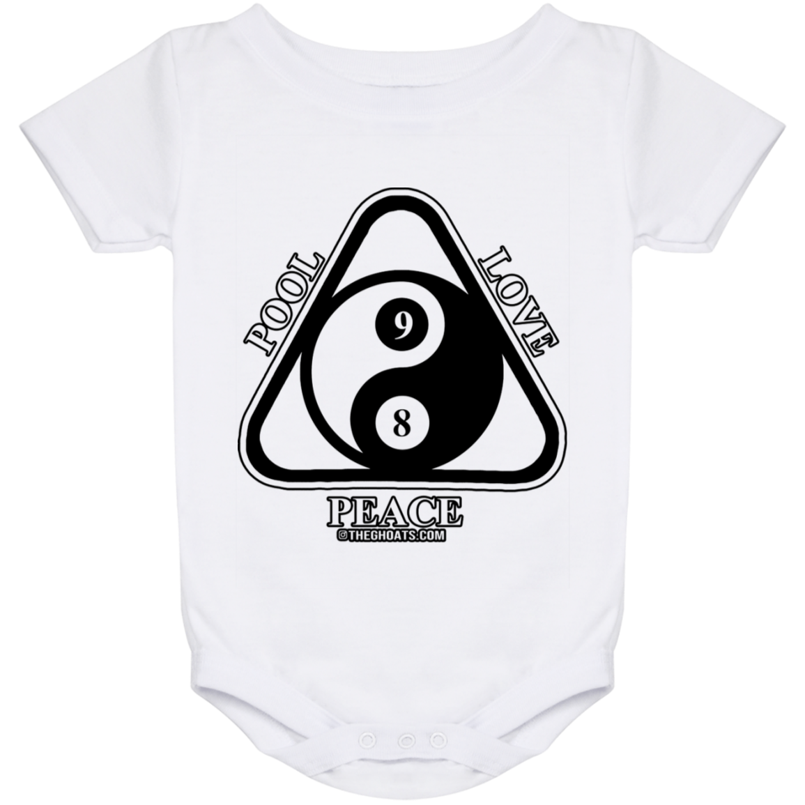 The GHOATS Custom Design #9. Ying Yang. Pool Love Peace. Baby Onesie 24 Month