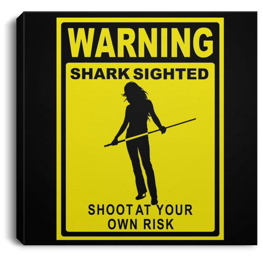 The GHOATS custom design #36. Shark Sighted. Female Pool Shark. Shoot At Your Own Risk. Pool / Billiards. Square Canvas .75in Frame