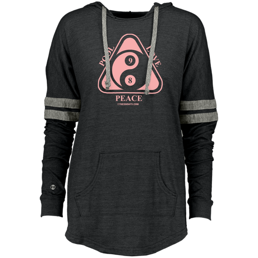 The GHOATS Custom Design #9. Ying Yang. Pool Love Peace. Ladies Hooded Low Key Pullover